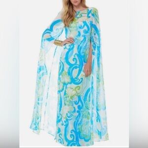 NWT RARE Lilly Pulitzer Kingston Maxi Caftan crystal coast size 2 100% silk HTF
